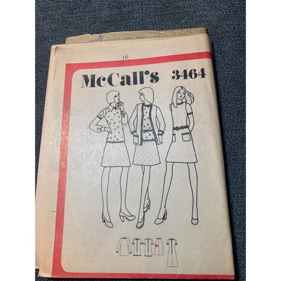 Vintage McCalls 3464 Sewing Pattern 1970s Dresses Cardigan Size 10 uncut - Picture 5 of 5